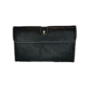 Marka Italian Leather Black Lined Wallet, Snap Closure
